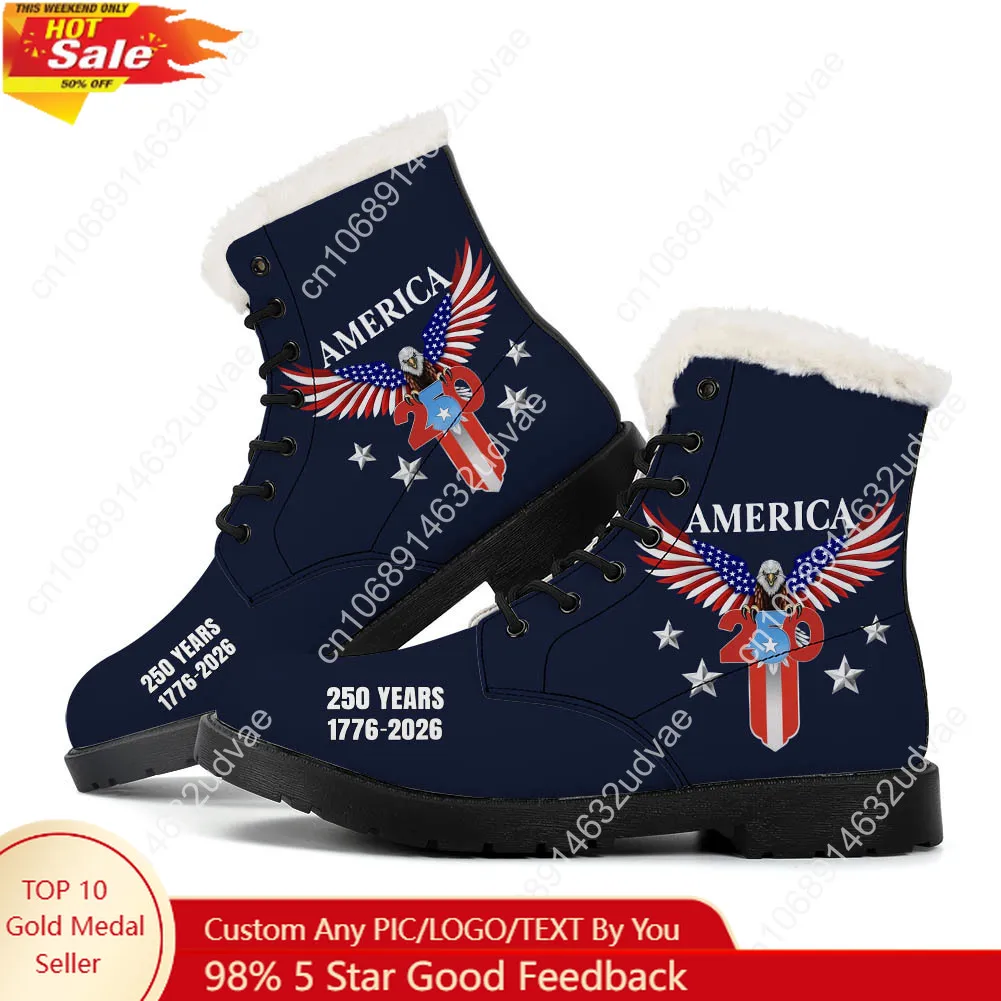 Men Shoes Boots - America 250th Anniversary 1776-2026 Plush Boots