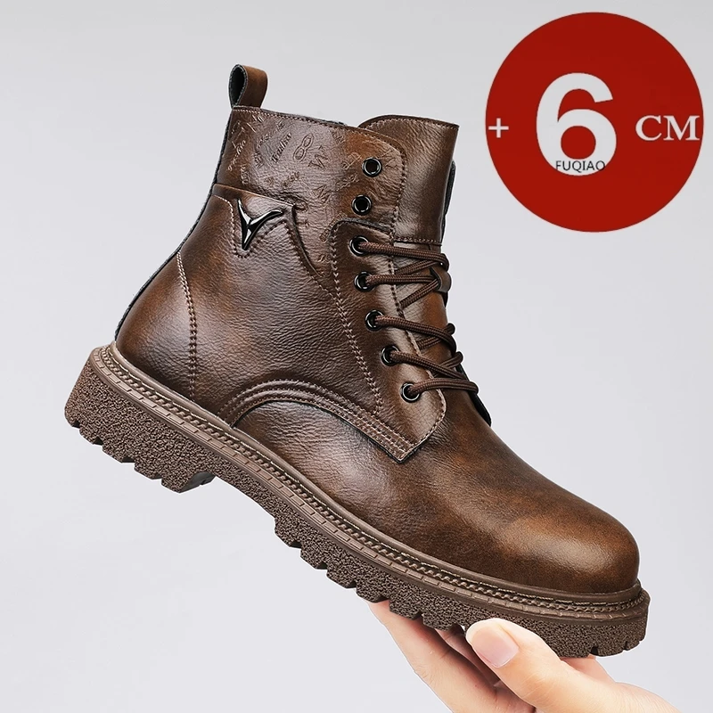 Men Shoes Boots - 6cm Invisible Height Increasing Men Boots