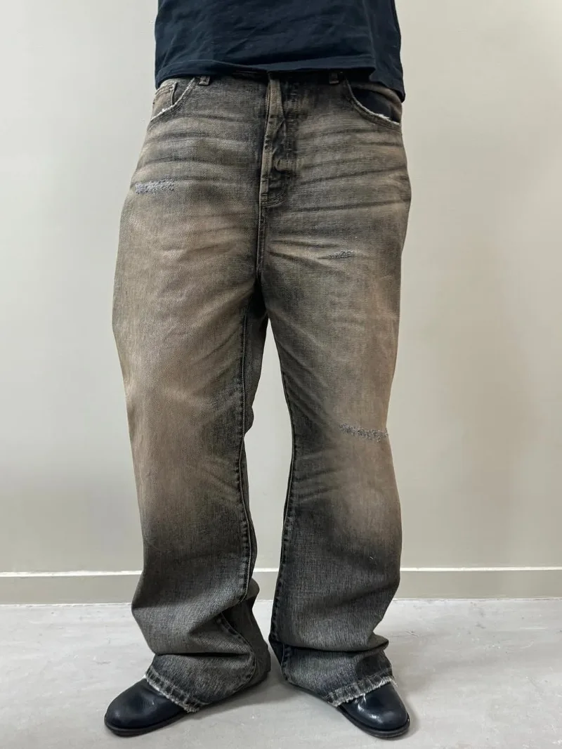 Men Shoes Jeans - Sun-Faded, Washed, Distressed, Selvedge, Red-Trimmed Distressed