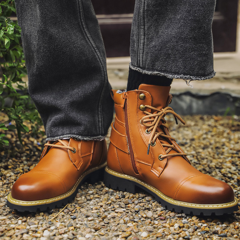 Men Shoes Oxford - Autumn Winter Fashion Men Leather Boots